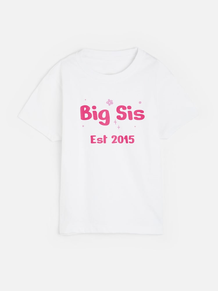 Dollymix 100% Cotton Personalised Kids Big Sis T-Shirt - Image 1 of 4