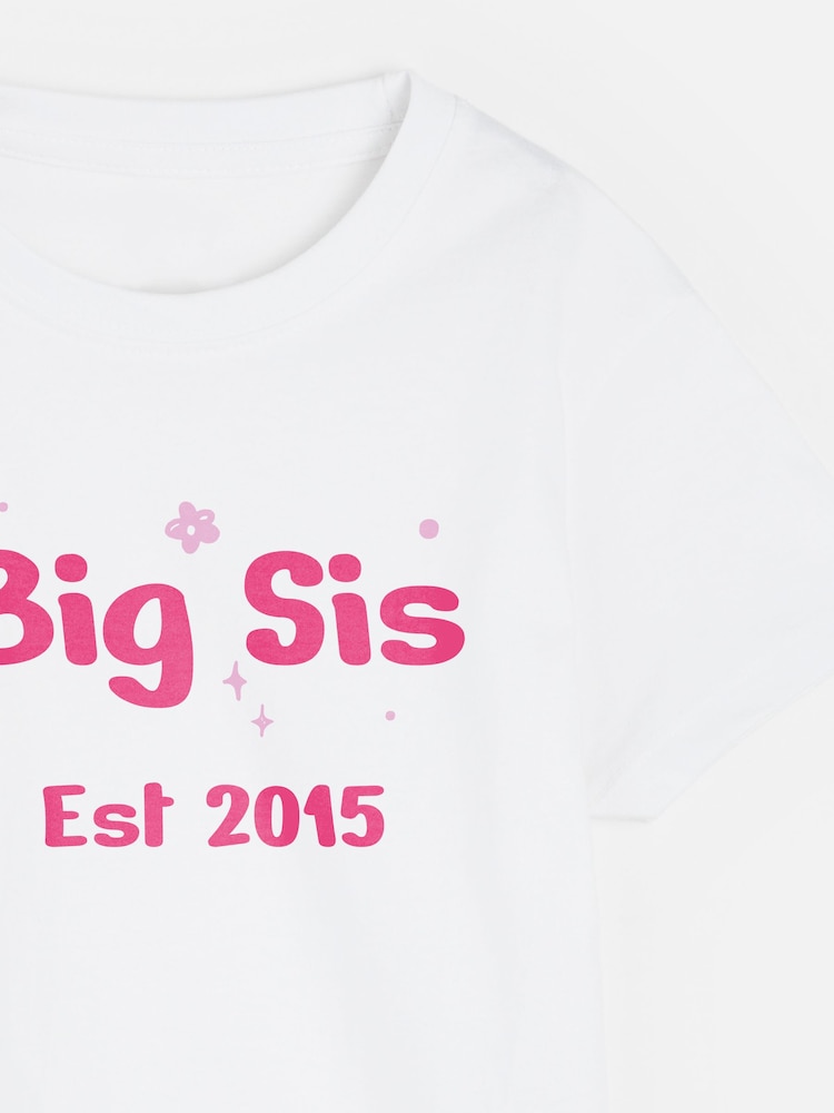 Dollymix 100% Cotton Personalised Kids Big Sis T-Shirt - Image 2 of 4