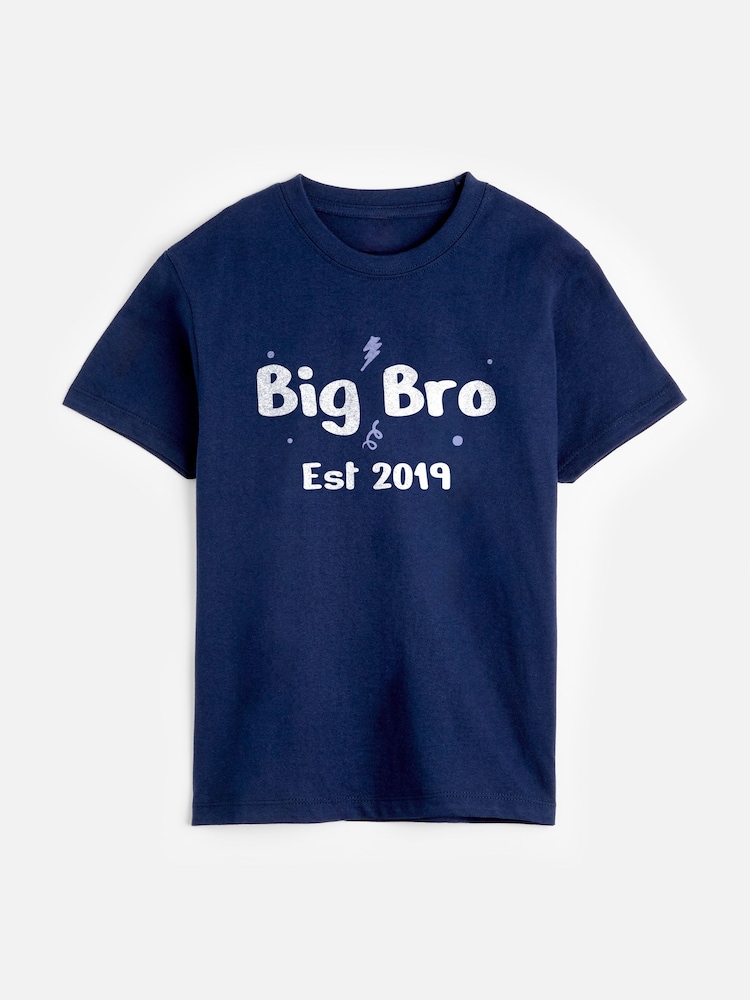 Personalised Kids Big Bro 100% Cotton T-shirt by Dollymix - Image 1 of 4