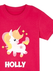 Dollymix 100% Cotton Personalised Girls Unicorn T-Shirt - Image 2 of 4
