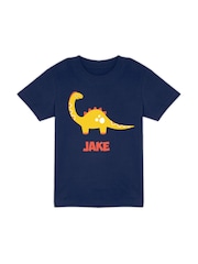 Dollymix Boys Blue 100% Cotton Personalised Dinosaur T-Shirt - Image 1 of 4