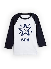 Dollymix 100% Cotton Personalised Kids Long Sleeve Baseball T-Shirt - Image 1 of 4