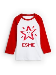 Dollymix 100% Cotton Personalised Kids Long Sleeve Baseball T-Shirt - Image 1 of 4