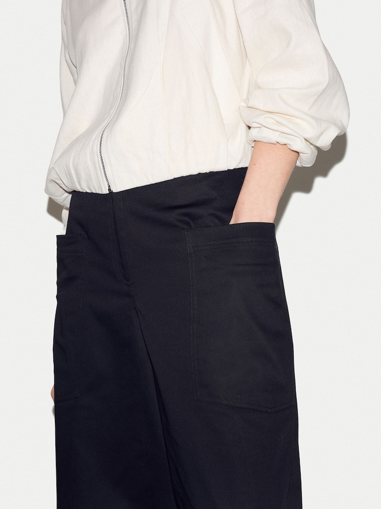 Jigsaw Black Cotton High Waisted Trousers - Image 2 of 4 Jigsaw Black Cotton High Waisted Trousers - Image 2 of 4