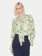 Jigsaw Green Sketch Rose Georgette Top - Image 1 of 4