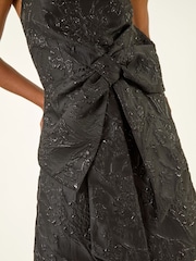 Roman Black Strapless Brocade Bow Dress - Image 7 of 7