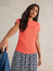 White Stuff Orange Aida T-Shirt - Image 3 of 7