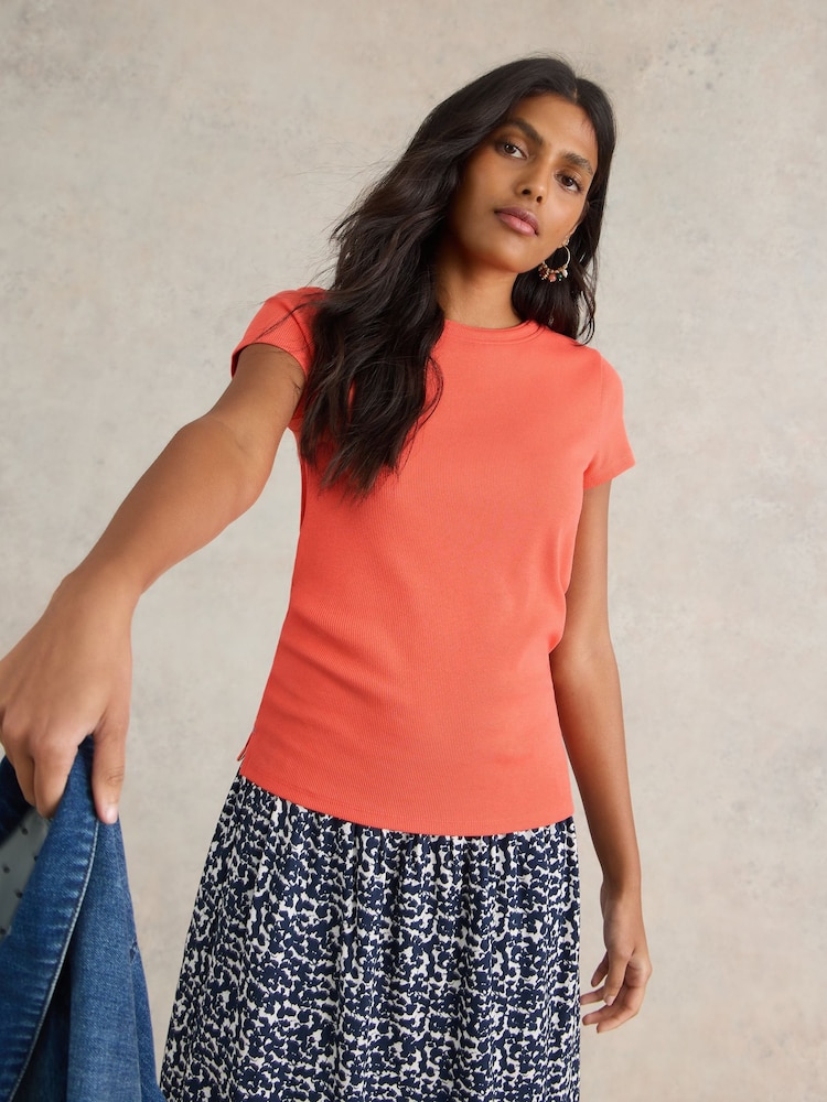 White Stuff Orange Aida T-Shirt - Image 3 of 7
