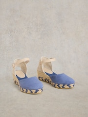 White Stuff Blue Suede Closed Espadrille Wedges - Image 2 of 4