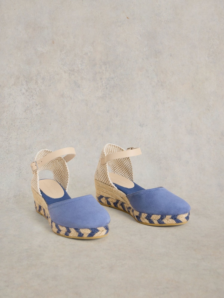 White Stuff Blue Suede Closed Espadrille Wedges - Image 2 of 4 White Stuff Blue Suede Closed Espadrille Wedges - Image 2 of 4