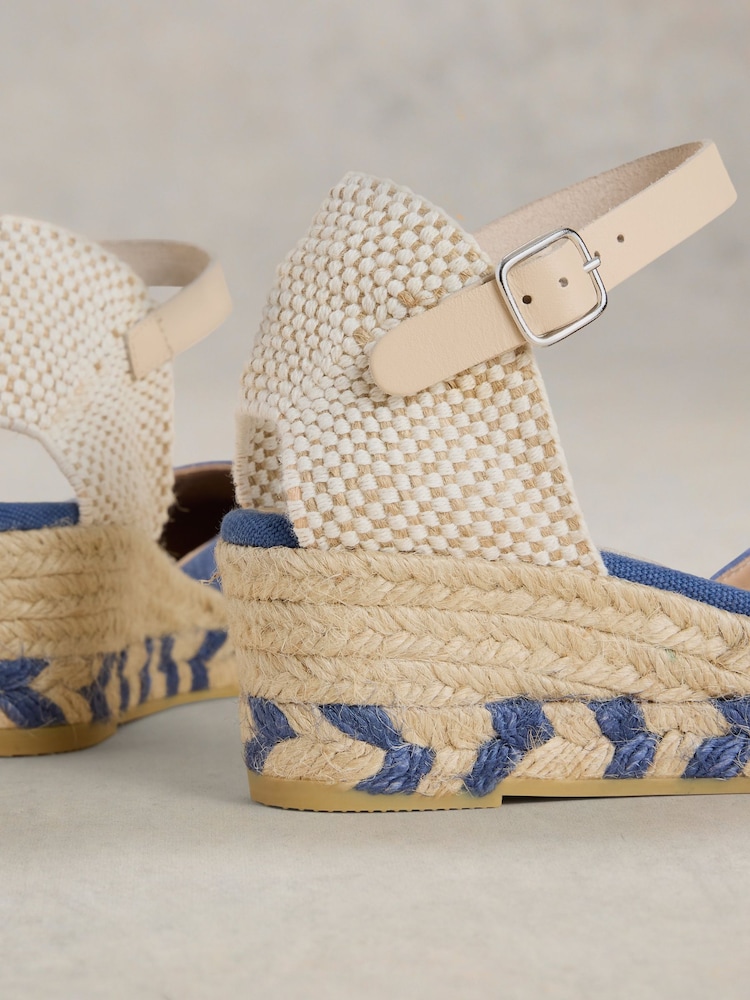 White Stuff Blue Suede Closed Espadrille Wedges - Image 4 of 4