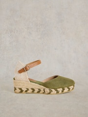 White Stuff Green Suede Closed Espadrille Wedges - Image 1 of 4