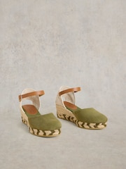 White Stuff Green Suede Closed Espadrille Wedges - Image 2 of 4