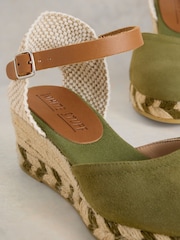 White Stuff Green Suede Closed Espadrille Wedges - Image 4 of 4
