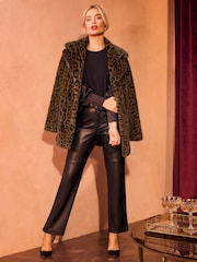 Love & Roses Brown Animal Faux Fur Coat - Image 3 of 4