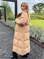 AX Paris Cream Biscuit Long Line Belted Padded Coat - Image 3 of 4