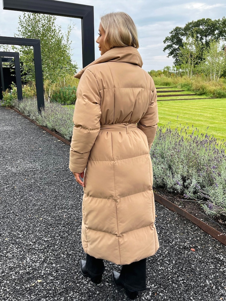 AX Paris Cream Biscuit Long Line Belted Padded Coat - Image 4 of 4