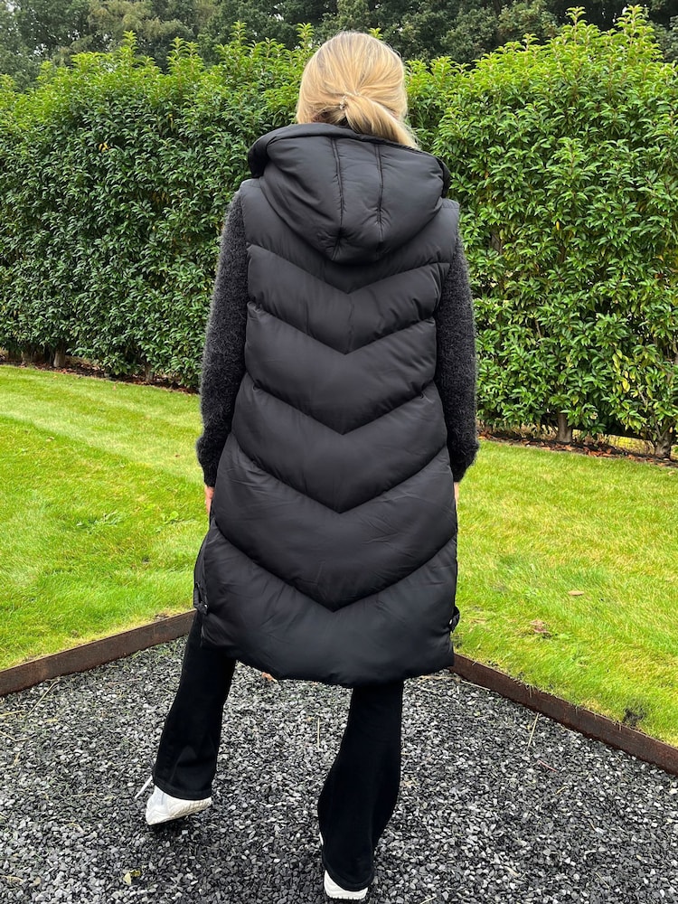 AX Paris Hooded Padded Black Gilet - Image 2 of 5