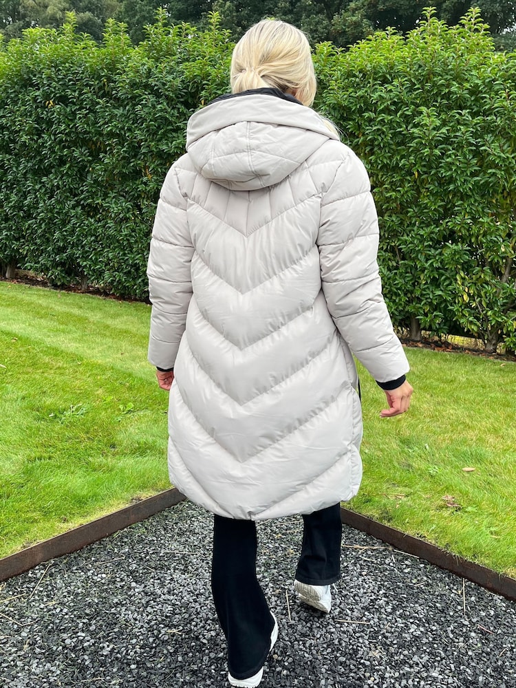 AX Paris Hooded Long Line Puffer Black Coat - Image 2 of 4