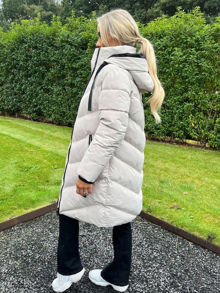 AX Paris Hooded Long Line Puffer Black Coat - Image 4 of 4