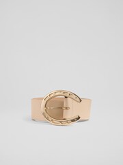 LK Bennett Natural Clemence Leather Horseshoe Buckle Belt - Image 1 of 2