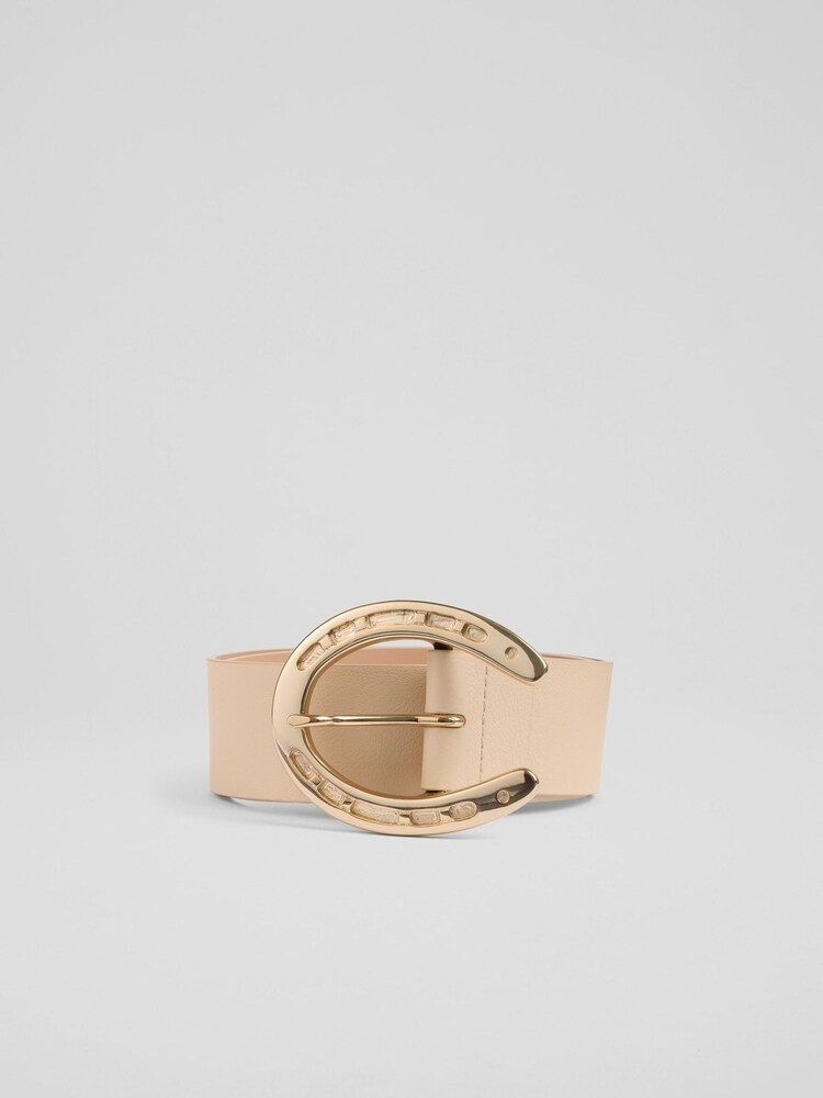 LK Bennett Natural Clemence Leather Horseshoe Buckle Belt - Image 1 of 2