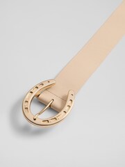 LK Bennett Natural Clemence Leather Horseshoe Buckle Belt - Image 2 of 2