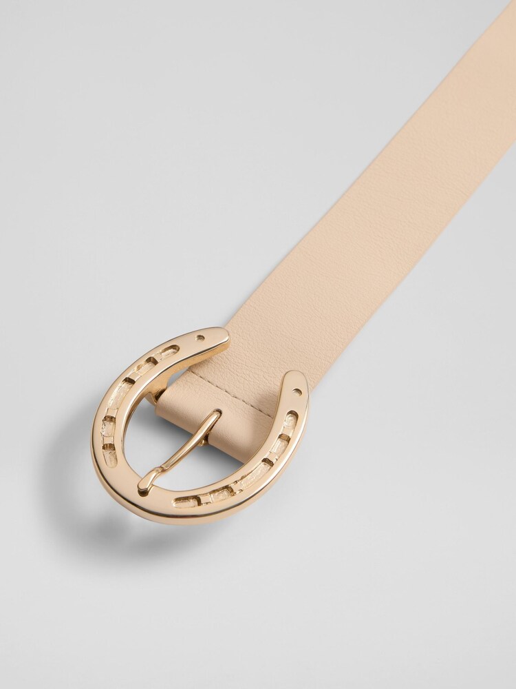 LK Bennett Natural Clemence Leather Horseshoe Buckle Belt - Image 2 of 2