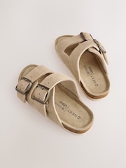 Neutral Suede Double Buckle Sandals - Image 5 of 6