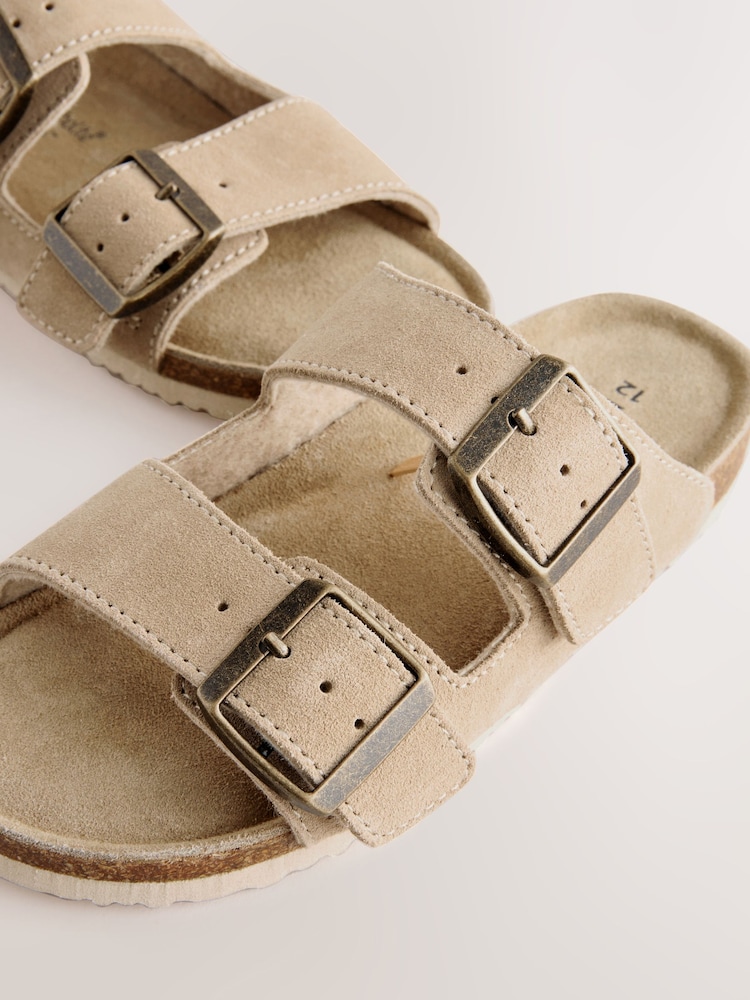 Neutral Suede Double Buckle Sandals - Image 6 of 6