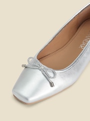 Sosandar Silver Square Toe Ballet Pumps - Image 4 of 5