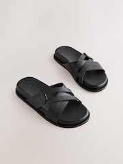 أسود - Smart Leather Sandals - صورة 1 من 5