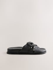أسود - Smart Leather Sandals - صورة 2 من 5