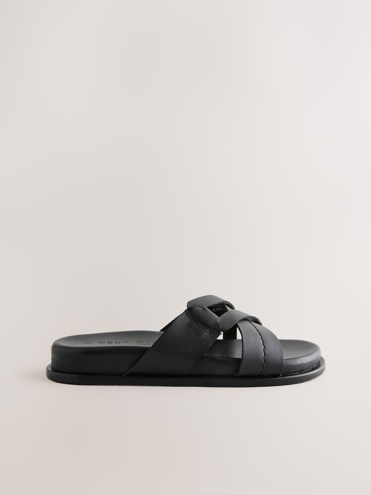 أسود - Smart Leather Sandals - صورة 2 من 5