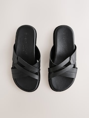 أسود - Smart Leather Sandals - صورة 3 من 5