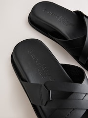 أسود - Smart Leather Sandals - صورة 4 من 5
