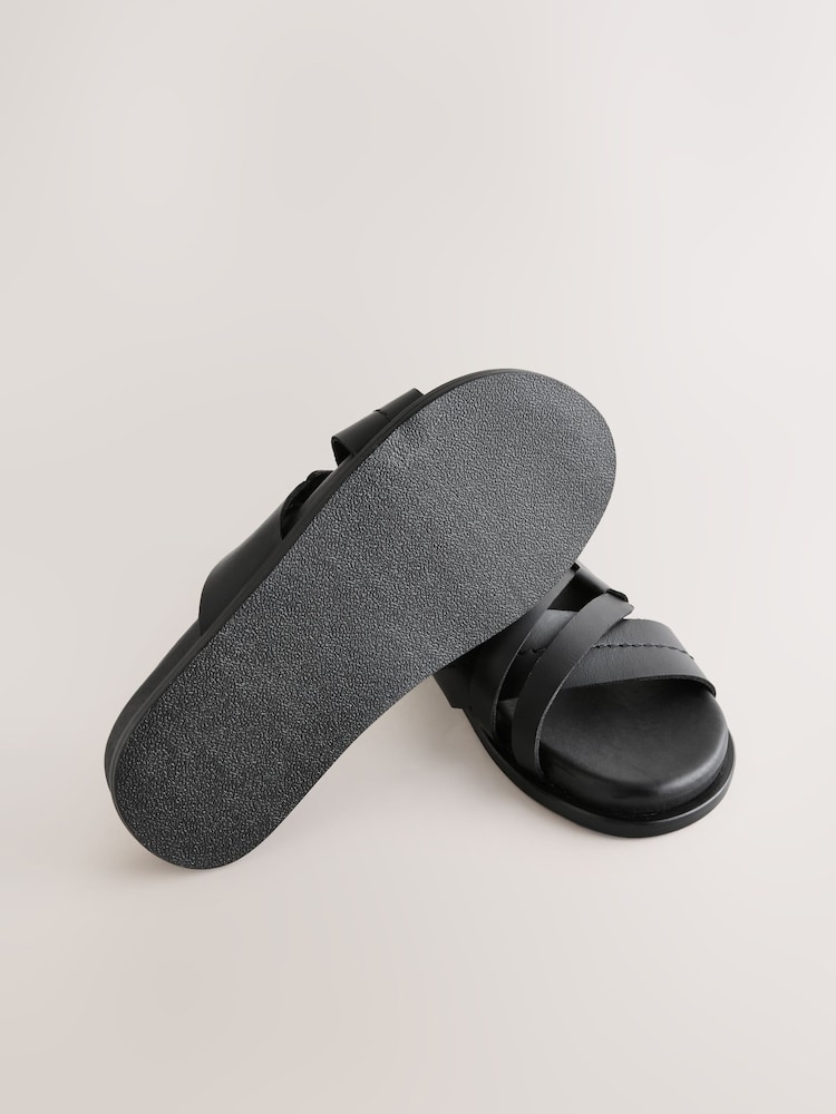 أسود - Smart Leather Sandals - صورة 5 من 5