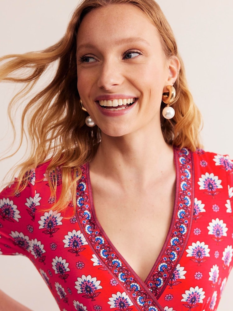 Boden Orange Rebecca Jersey Midi Tea Dress - Image 2 of 7