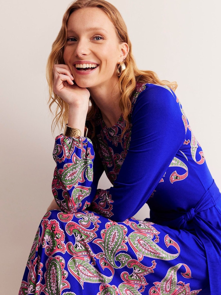 Boden Blue Placement Print Jersey Dress - Image 1 of 5 Boden Blue Placement Print Jersey Dress - Image 1 of 5