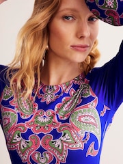 Boden Blue Placement Print Jersey Dress - Image 3 of 5