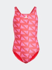 adidas Red Logo Graphic V-Back Swimsuit - Image 1 of 5