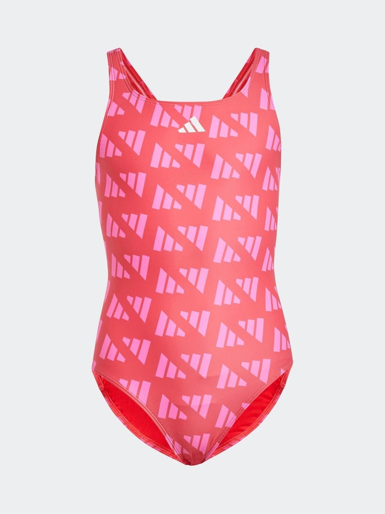 adidas Red Logo Graphic V-Back Swimsuit - Image 1 of 5
