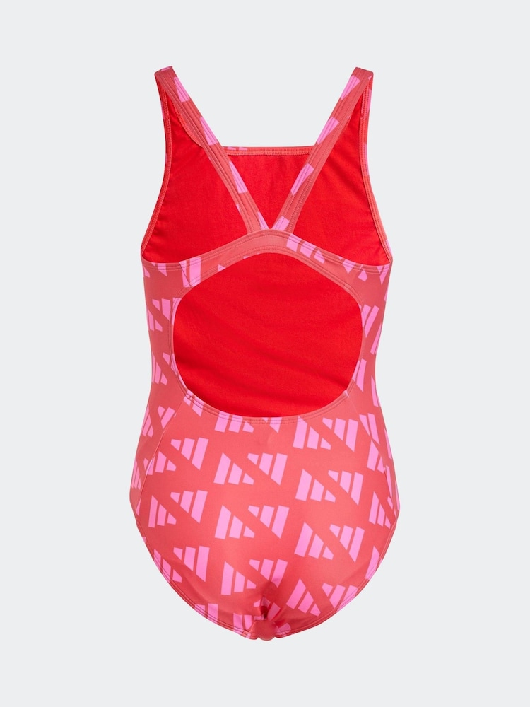 adidas Red Logo Graphic V-Back Swimsuit - Image 2 of 5