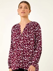 Roman Pink Floral Print Raglan Top - Image 1 of 5