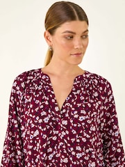 Roman Pink Floral Print Raglan Top - Image 4 of 5