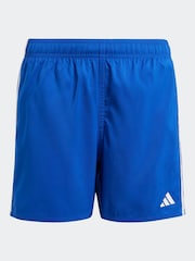 adidas Blue 3 Stripes Swim Shorts - Image 1 of 5