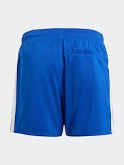 adidas Blue 3 Stripes Swim Shorts - Image 2 of 5
