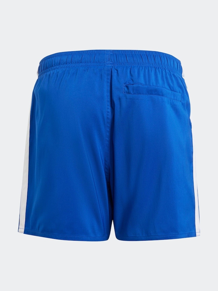 adidas Blue 3 Stripes Swim Shorts - Image 2 of 5