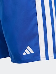 adidas Blue 3 Stripes Swim Shorts - Image 4 of 5