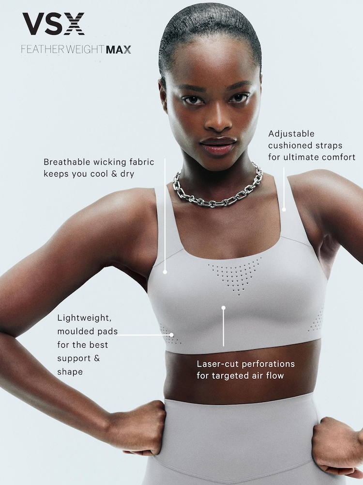 Victoria's Secret Starstruck Grey Back Close Featherweight Max High Support Sports Bra - Image 4 of 4